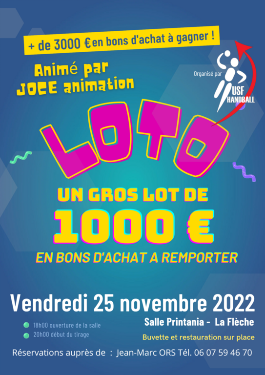 LOTO - Le Vendredi 25 novembre 2022 - Salle Printania - La Flèche